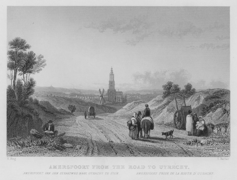Amersfoort da estrada para Utrecht (gravura) de William Henry Bartlett