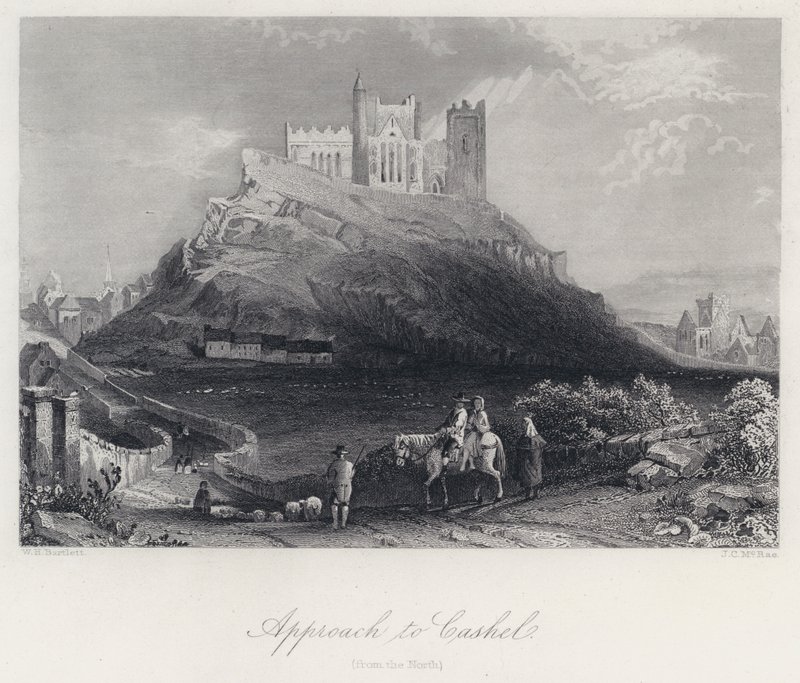 Aproximação a Cashel, a partir do Norte (gravação) de William Henry Bartlett