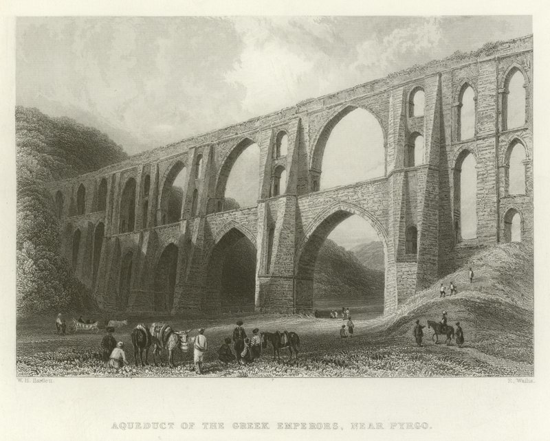 Aqueduto dos Imperadores, perto de Pyrgo, Turquia de William Henry Bartlett