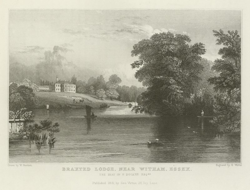 Braxted Lodge, perto de Witham, Essex, o assento de P Ducane, Esquire de William Henry Bartlett