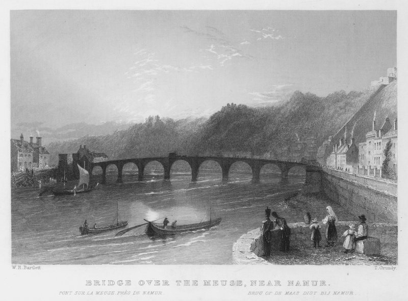 Ponte sobre o Meuse, perto de Namur (gravura) de William Henry Bartlett