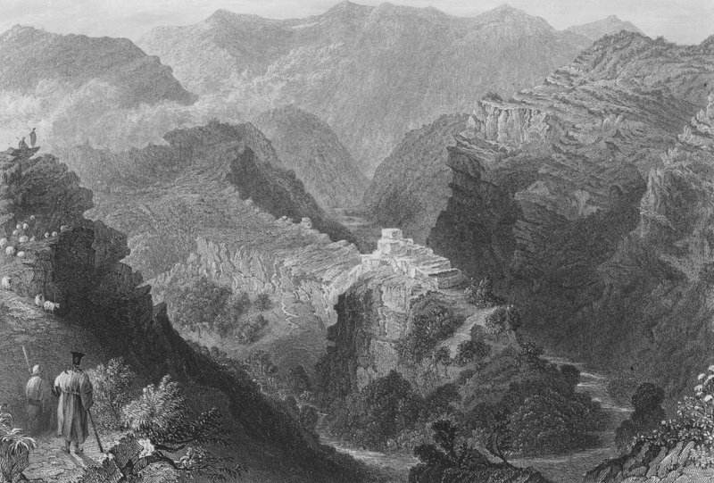 Castelo perto de Djouni, Monte Líbano de William Henry Bartlett