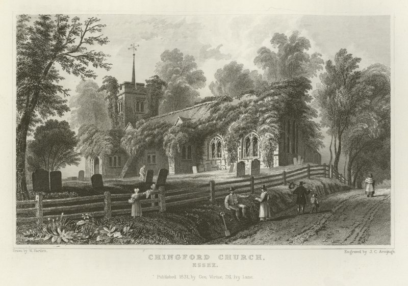 Igreja de Chingford, Essex de William Henry Bartlett