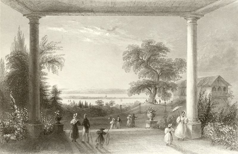 Cidade e Lago de Constança, do Chateau Wolfsberg de William Henry Bartlett