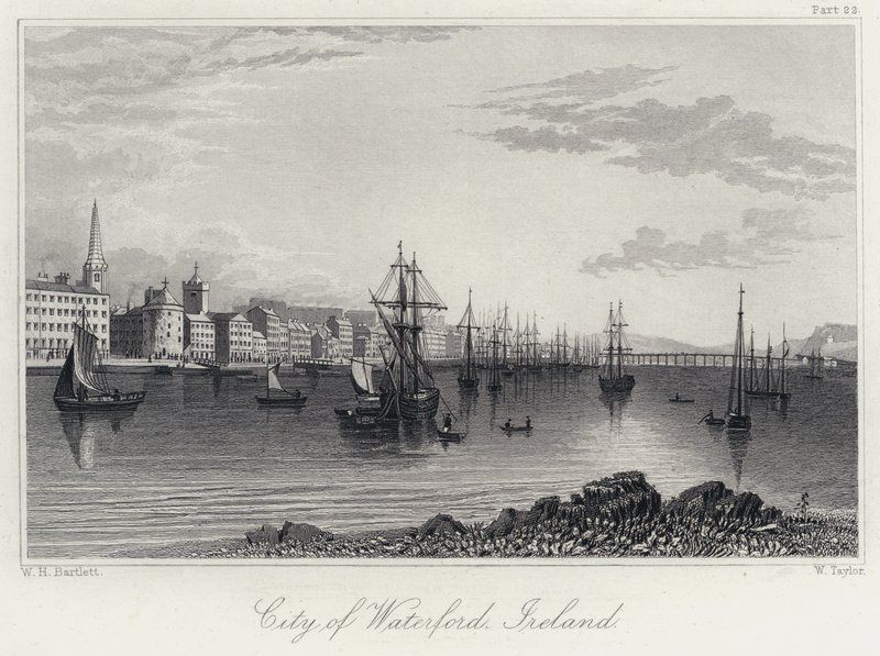 Cidade de Waterford, Irlanda (gravura) de William Henry Bartlett