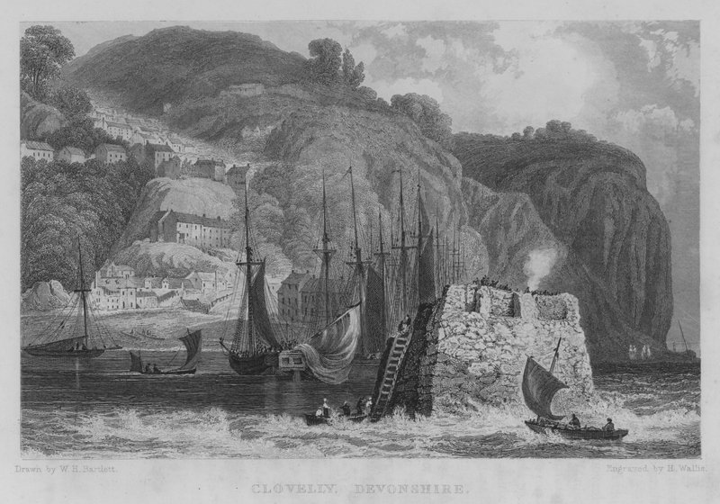 Clovelly, Devonshire (gravura) de William Henry Bartlett