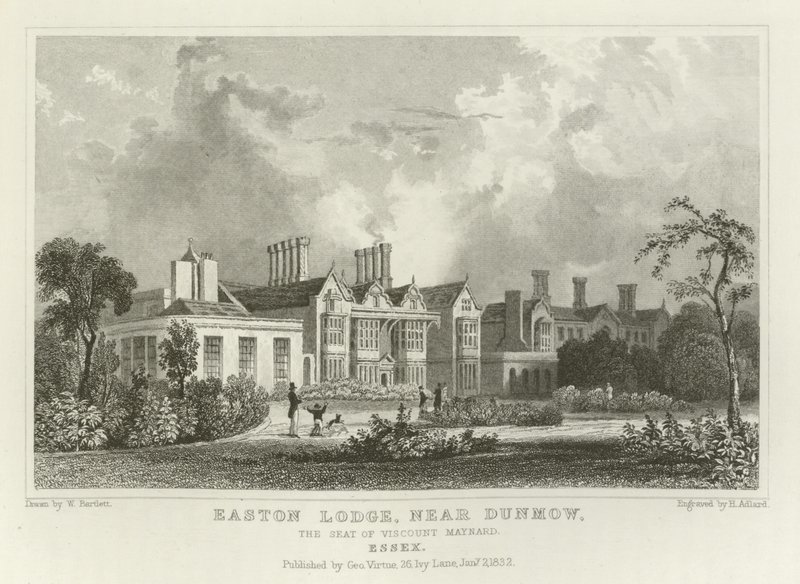 Easton Lodge, perto de Great Dunmow, a sede do Visconde Maynard, Essex de William Henry Bartlett