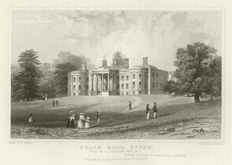Felix Hall, Essex, sede do CC Western, Esquire, MP de William Henry Bartlett