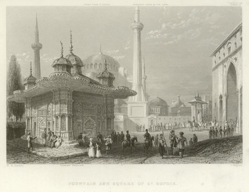 Fonte e Praça de Santa Sofia, Constantinopla de William Henry Bartlett