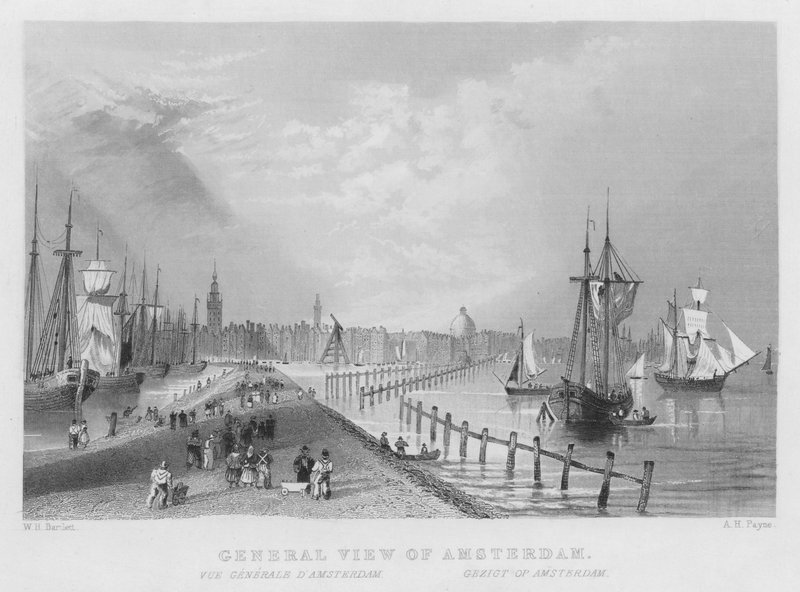 Vista Geral de Amesterdão (gravura) de William Henry Bartlett