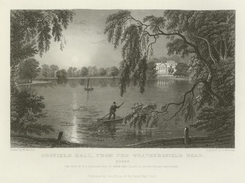 Gosfield Hall, da Weathersfield Road, Essex, a sede da EG Barnard, Esquire de William Henry Bartlett