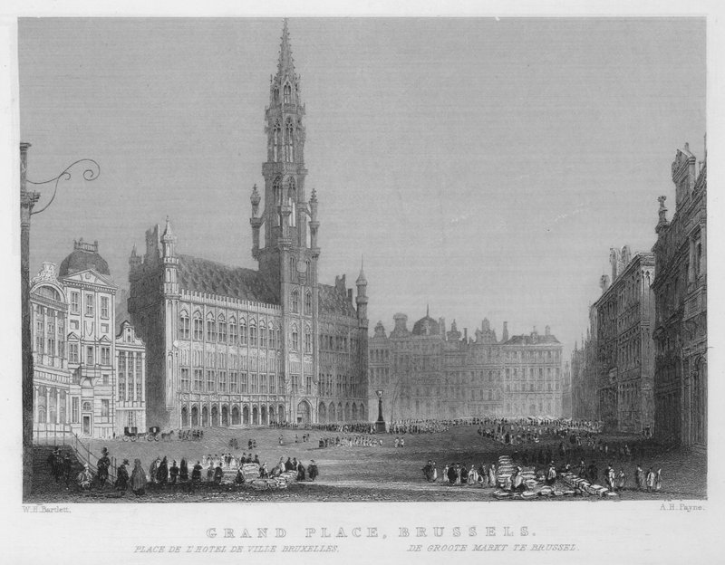 Grand Place, Bruxelas (gravura) de William Henry Bartlett