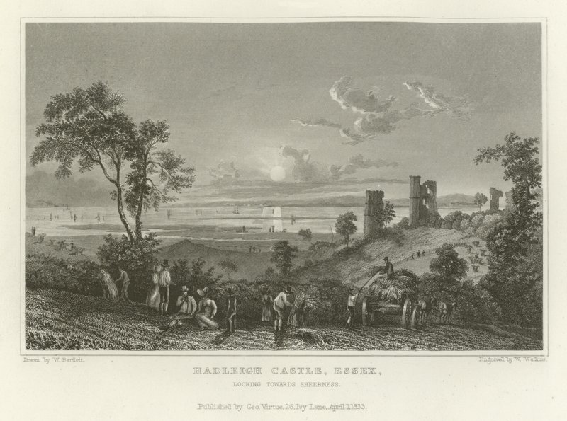 Hadleigh Castle, Essex, olhando para Sheerness de William Henry Bartlett