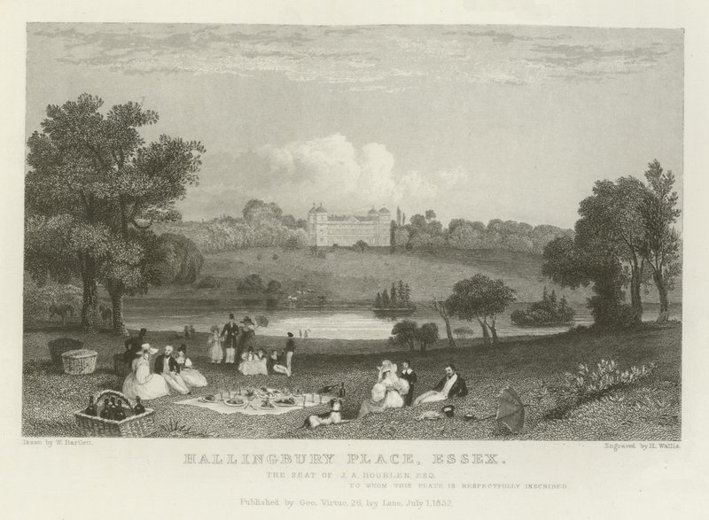 Hallingbury Place, Essex, a sede de JA Houblen, Esquire de William Henry Bartlett