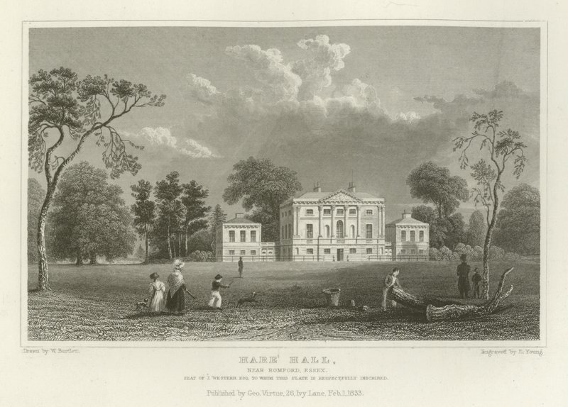 Hare Hall, perto de Romford, Essex, sede de J Western, Esquire de William Henry Bartlett