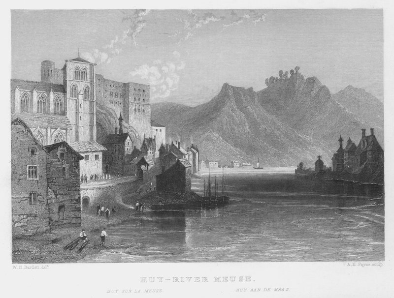 Huy, River Meuse (gravura) de William Henry Bartlett