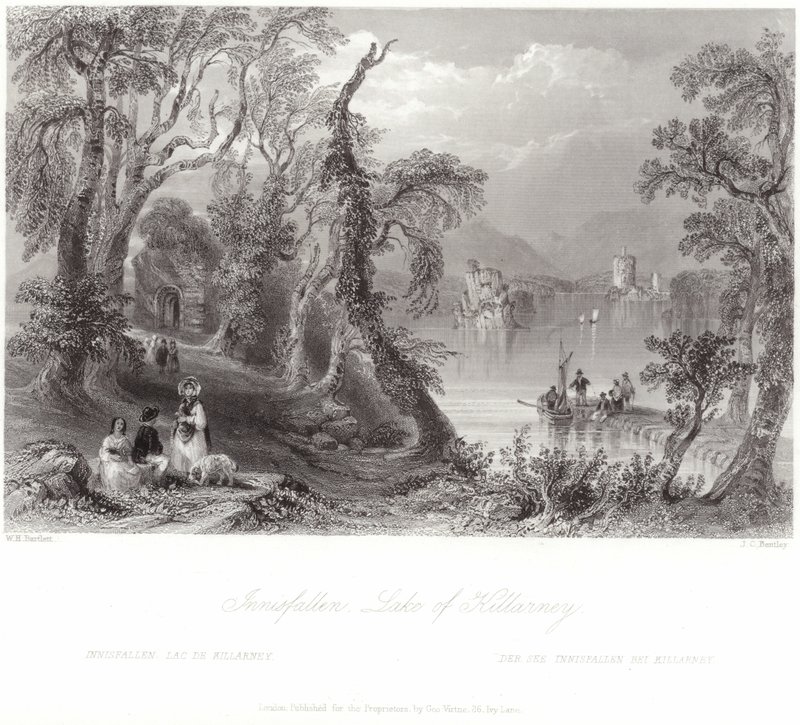 Innisfallen, Lago de Killarney de William Henry Bartlett