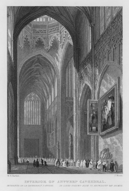 Interior da Catedral de Antuérpia (gravura) de William Henry Bartlett