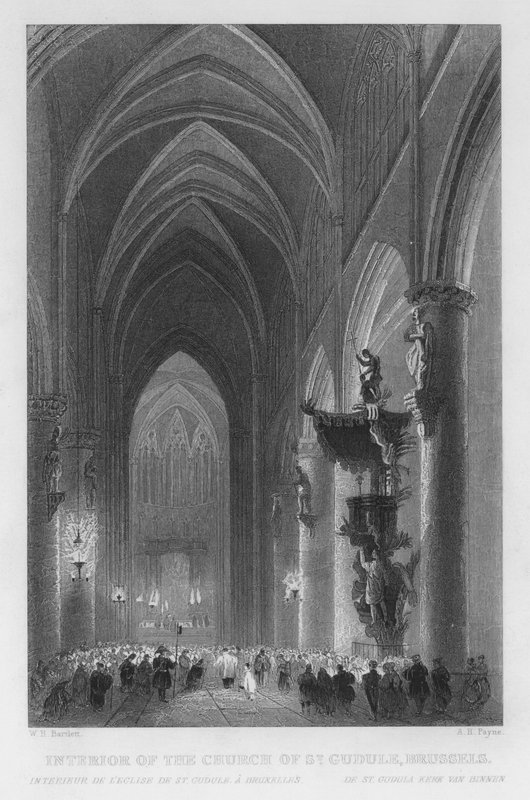 Interior da Igreja de São Gudule, Bruxelas (gravura) de William Henry Bartlett
