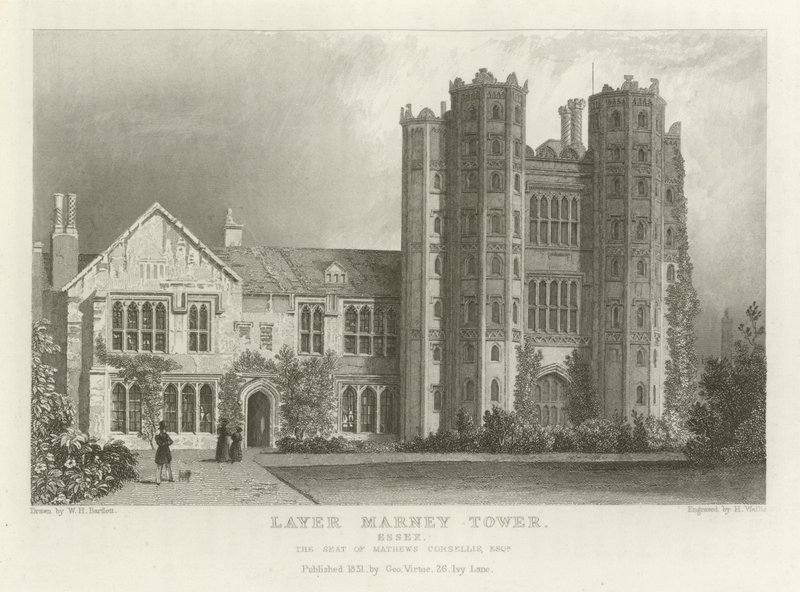 Camada Marney Tower, Essex, o assento de Mathews Corsellis, Esquire de William Henry Bartlett