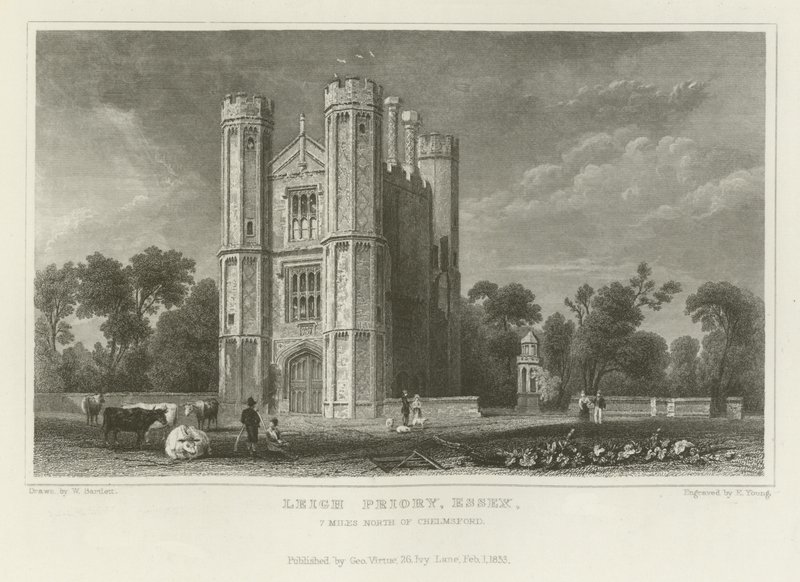 Leigh Priory, Essex, 7 milhas ao norte de Chelmsford de William Henry Bartlett