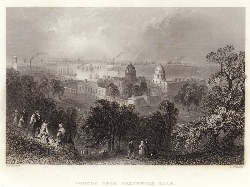 Londres a partir do Greenwich Park de William Henry Bartlett