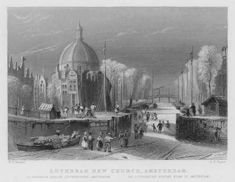 Igreja Nova Luterana, Amesterdão (gravura) de William Henry Bartlett