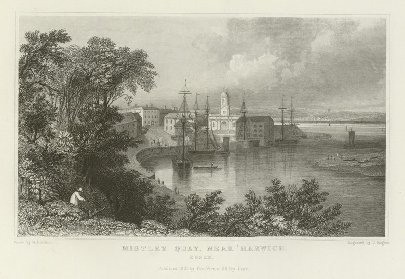 Mistley Quay, perto de Harwich, Essex de William Henry Bartlett