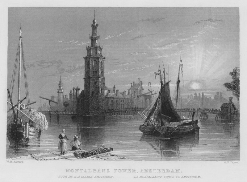 Torre Montalbans, Amsterdão (gravura) de William Henry Bartlett