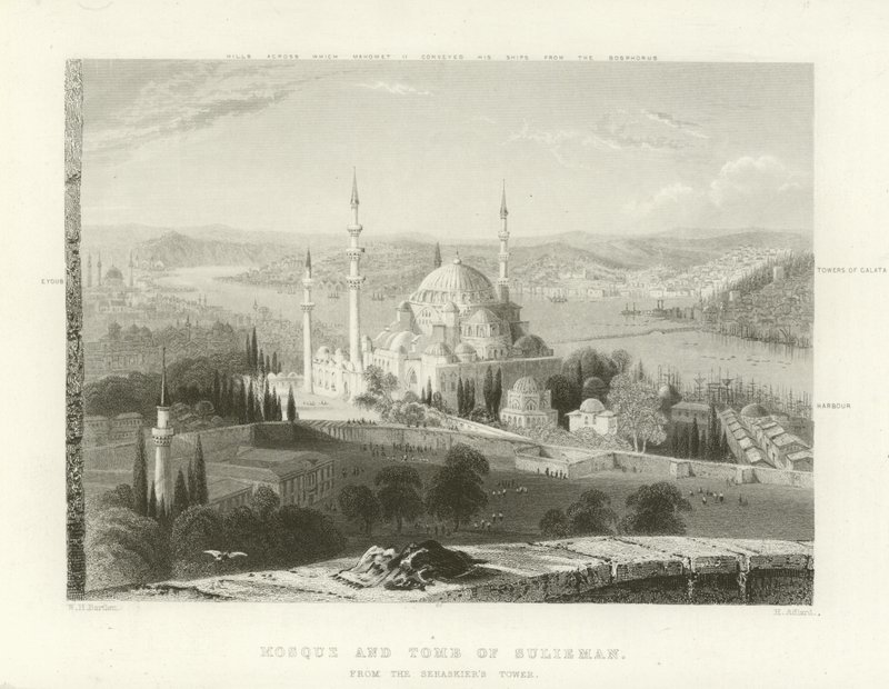 Mesquita e tumba de Suleiman, Constantinopla de William Henry Bartlett