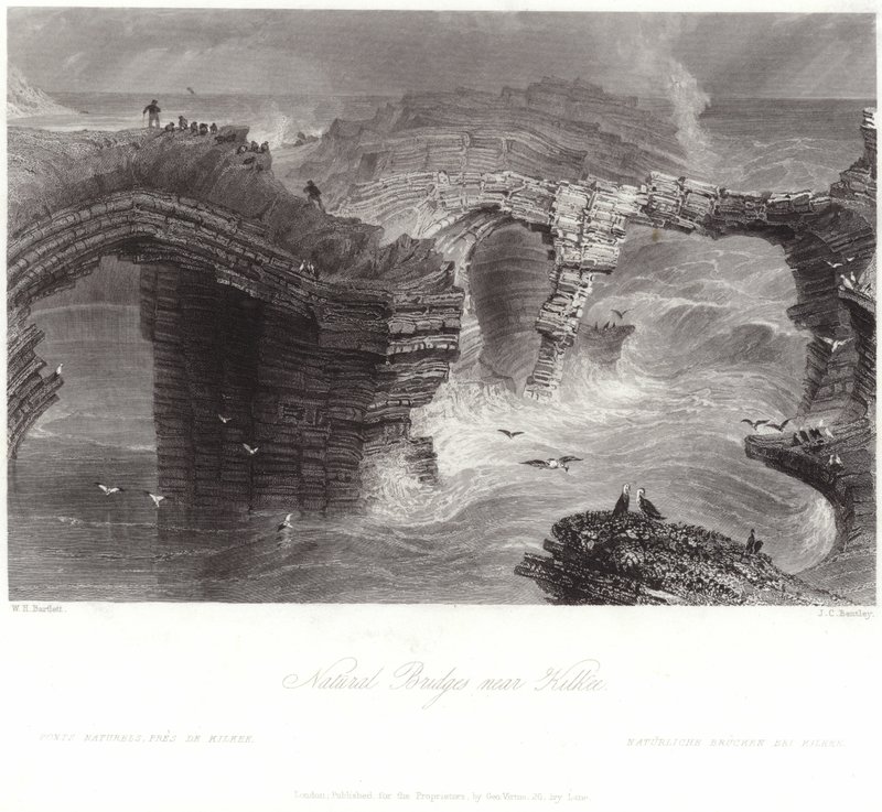 Pontes naturais perto de Kilkee de William Henry Bartlett