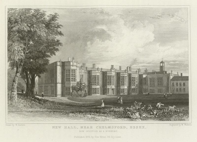 New Hall, perto de Chelmsford, Essex, agora ocupado como um convento de freiras de William Henry Bartlett