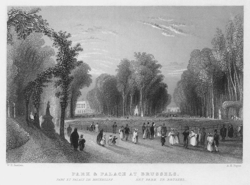 Parque e Palácio em Bruxelas (gravura) de William Henry Bartlett