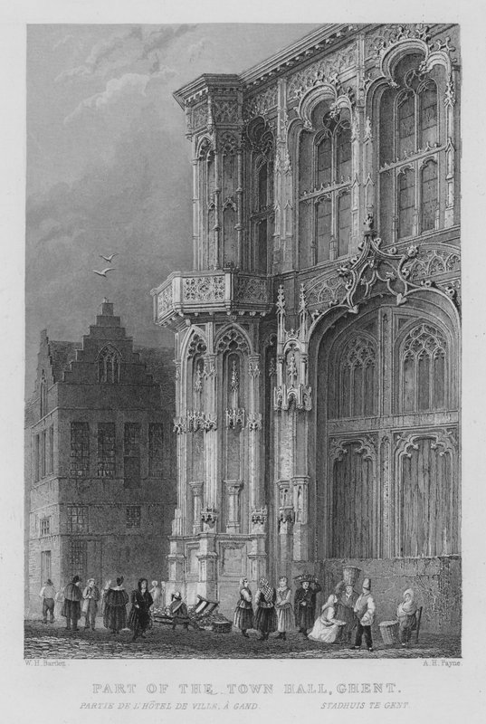 Parte da Câmara Municipal, Ghent (gravura) de William Henry Bartlett