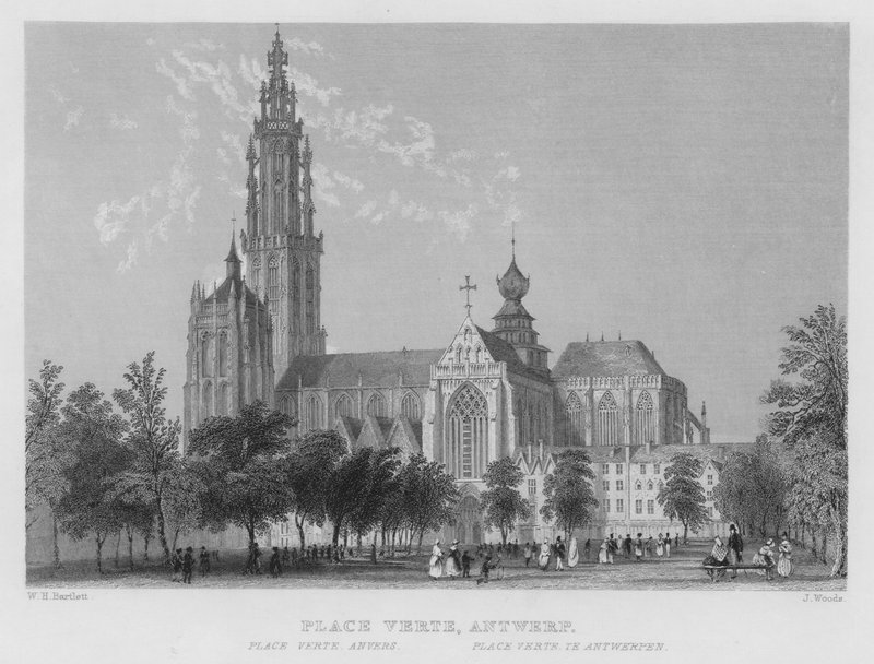 Local Verte, Antuérpia (gravura) de William Henry Bartlett