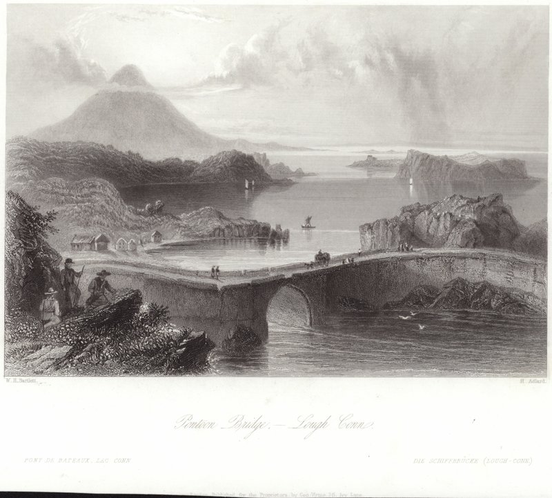 Ponte de pontão no Lough Conn de William Henry Bartlett