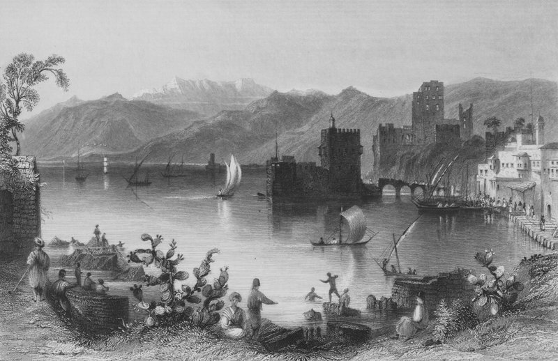 Porto de Beirout, o antigo Berothai de William Henry Bartlett