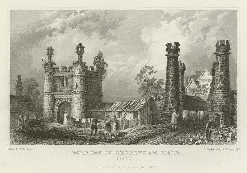 Restos de Beckenham Hall, Essex de William Henry Bartlett