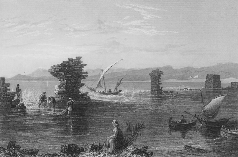 Restos do porto de Tiro de William Henry Bartlett