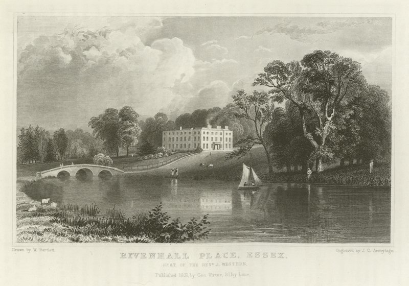 Rivenhall Place, Essex, sede do reverendo J Western de William Henry Bartlett