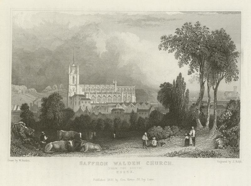 Saffron Walden Church, do Sul, Essex de William Henry Bartlett