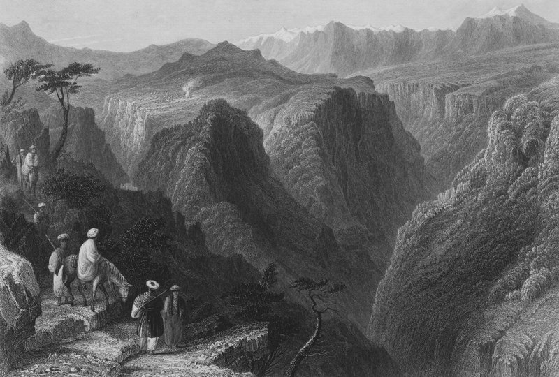 Cena no Monte Líbano, acima do Vale do Kadesha, ou Vale Sagrado de William Henry Bartlett