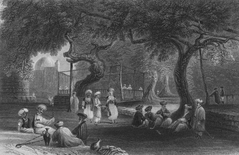 Casa de Scheich, em Zebdane, na Pharpar de William Henry Bartlett