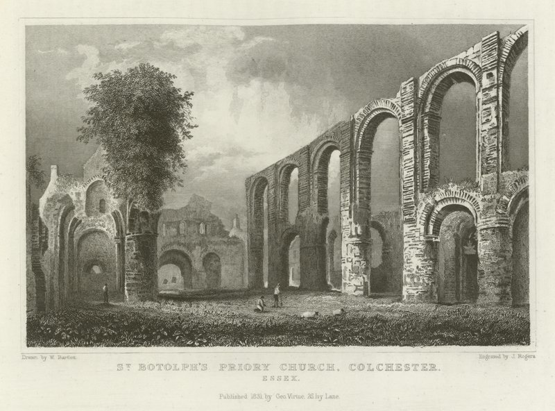 Igreja do convento de St Botolph, Colchester, Essex de William Henry Bartlett
