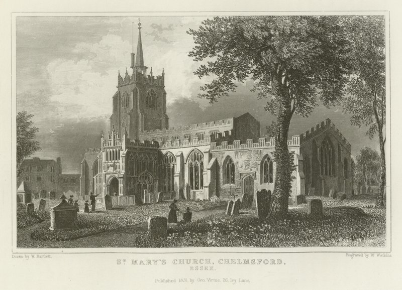 Igreja de Santa Maria, Chelmsford, Essex de William Henry Bartlett