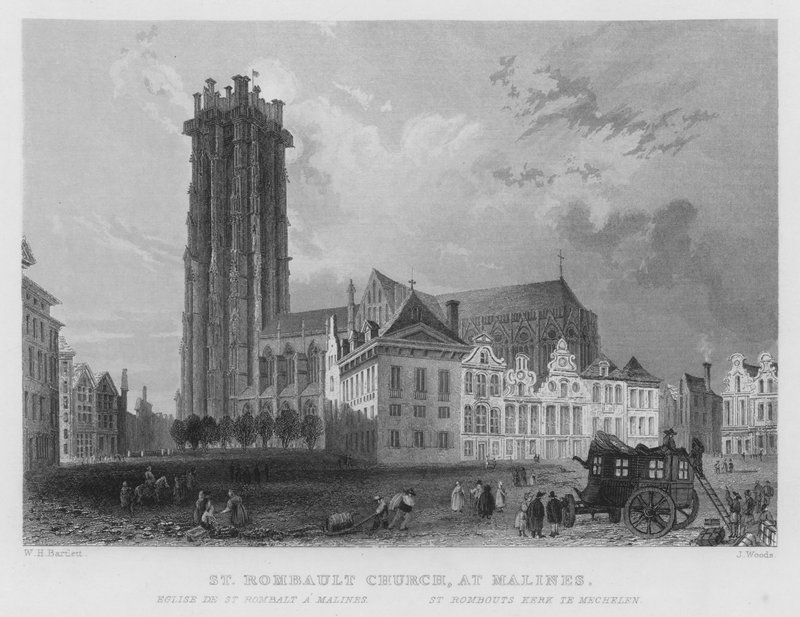 Igreja St Rombault, em Malines (gravura) de William Henry Bartlett