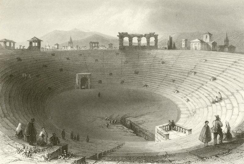 O anfiteatro, verona de William Henry Bartlett