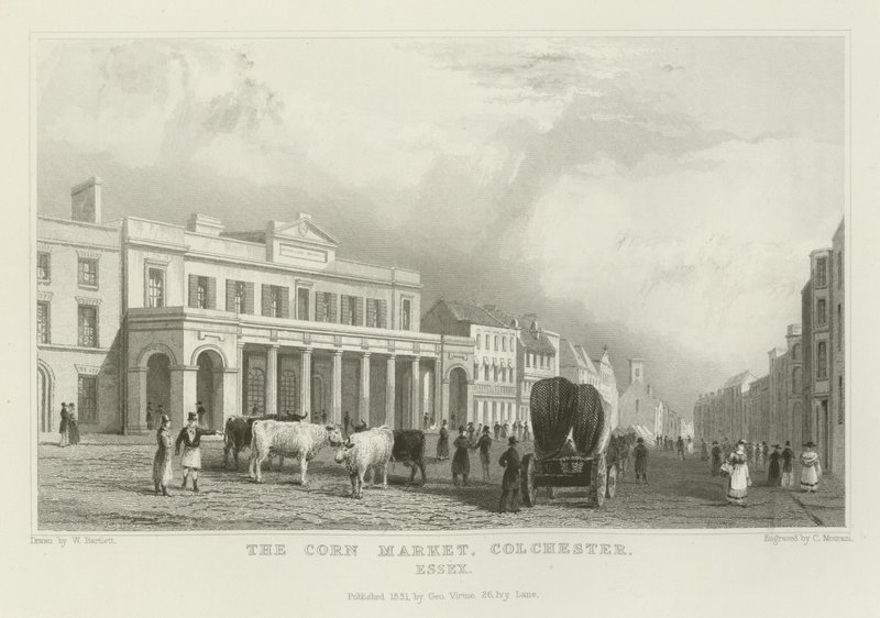 O mercado de milho, Colchester, Essex de William Henry Bartlett