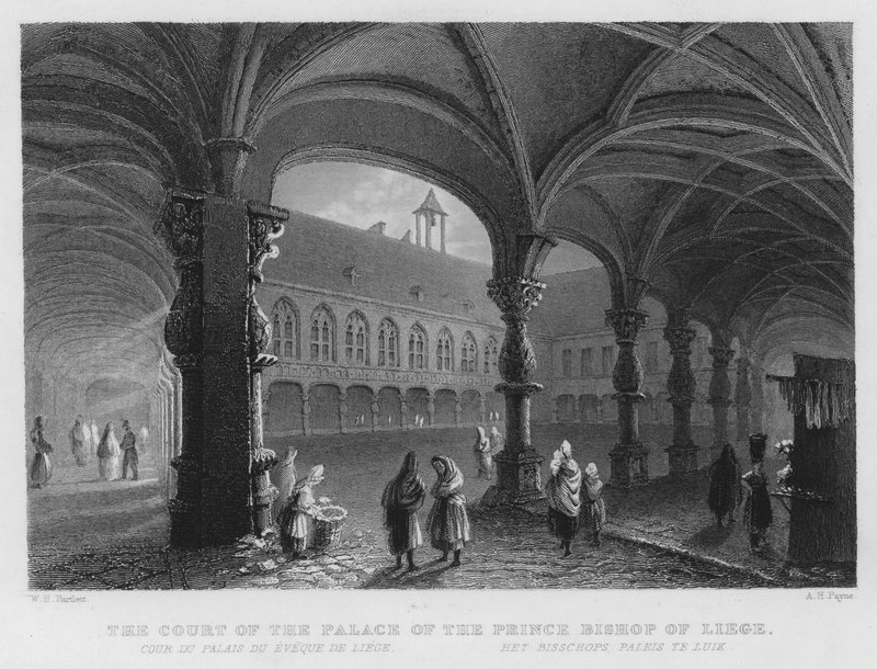 A Corte do Palácio do Príncipe Bispo de Liège (gravura) de William Henry Bartlett