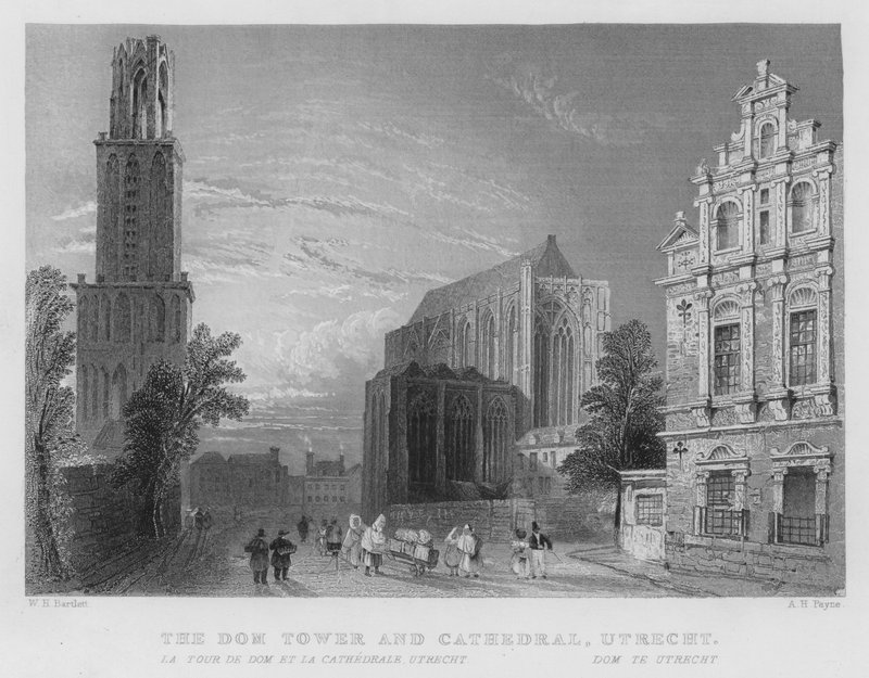 A Torre Dom e a Catedral, Utrecht (gravura) de William Henry Bartlett